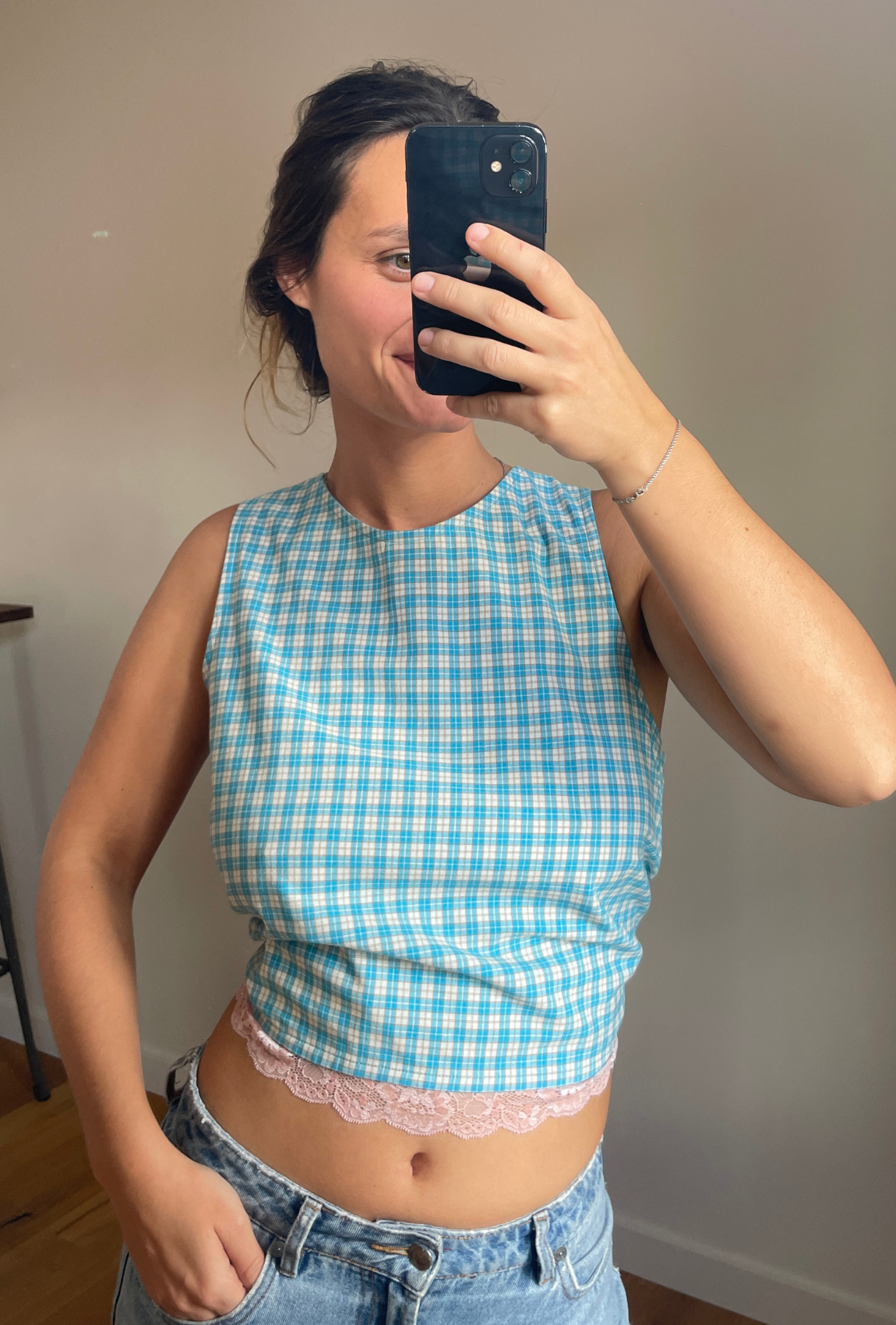 Tarzan Blue Crush – Top Dos Nu à Carreaux Bleu & Blanc